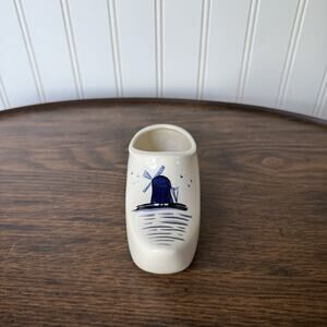 Small Delft-Like Clog Porcelain Windmill Blue & White “C.‎ Tuttle 1971”